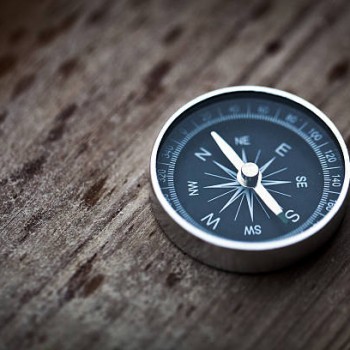 Compass on wood